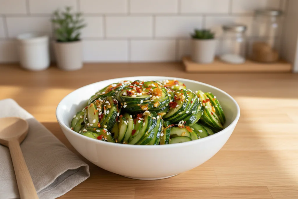 Asiatischer Gurkensalat mit Chili Sesam Rezept – Erfrischend Einfach 15 Min 14 Asiatischer Gurkensalat mit Chili Sesam Rezepte