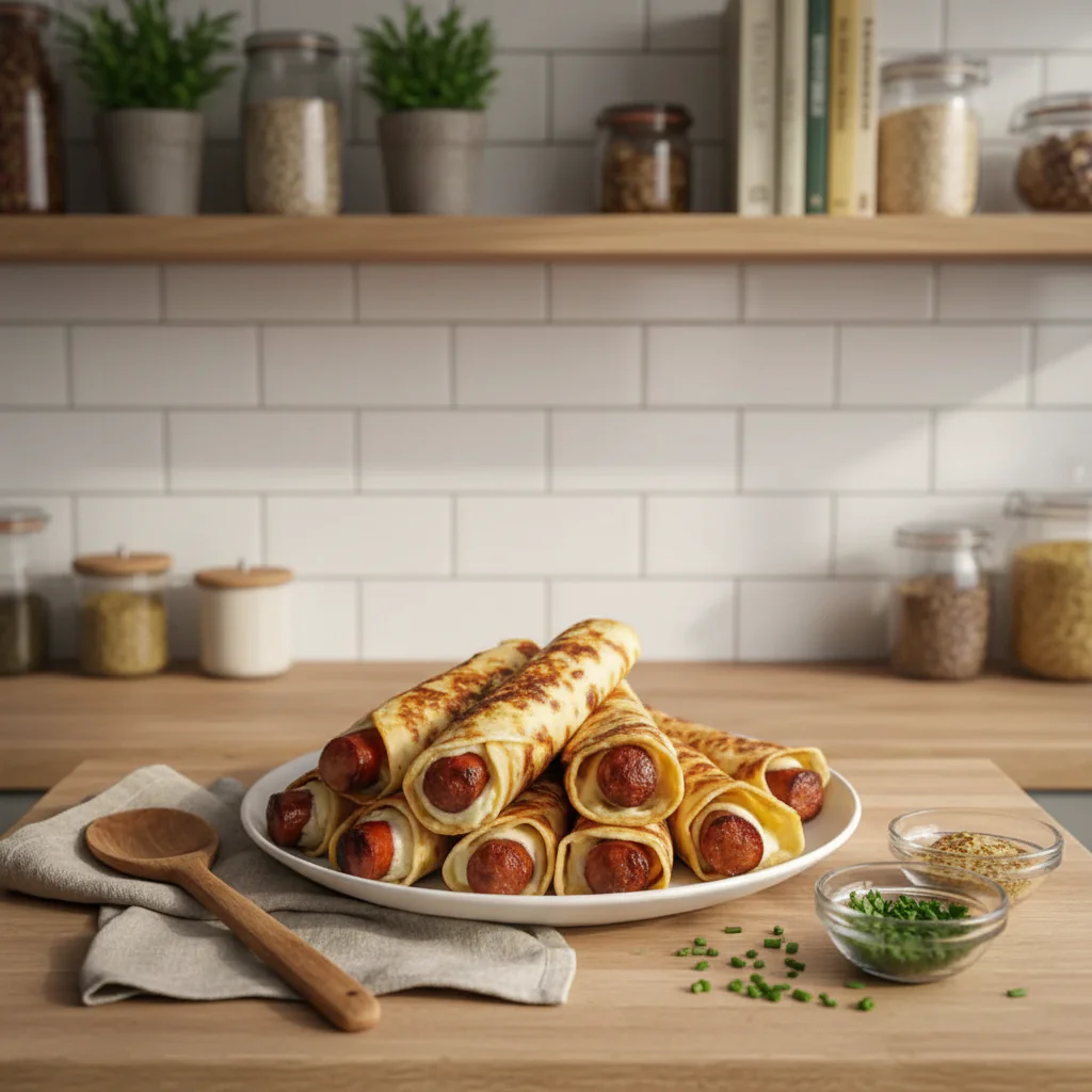 Gebackene Hot Dogs In Tortilla-Teig