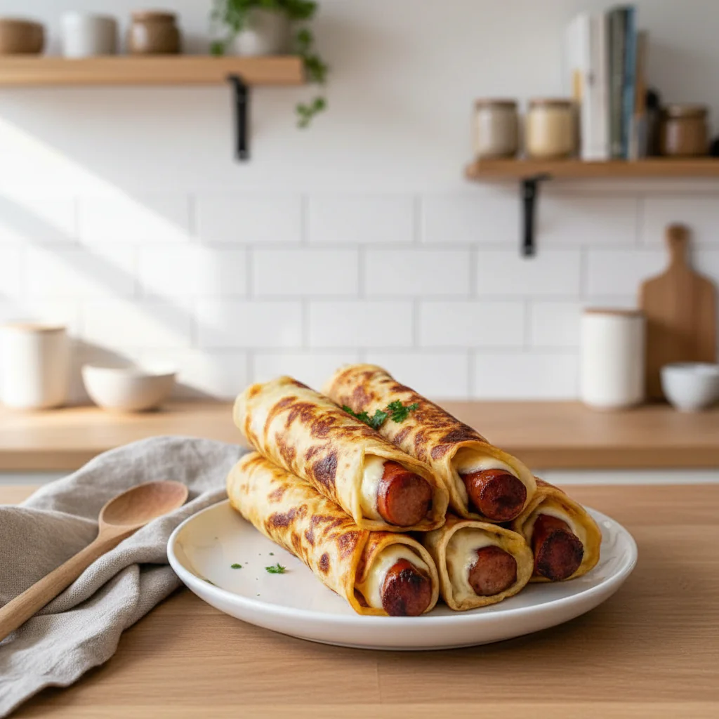 Gebackene Hot Dogs In Tortilla-Teig