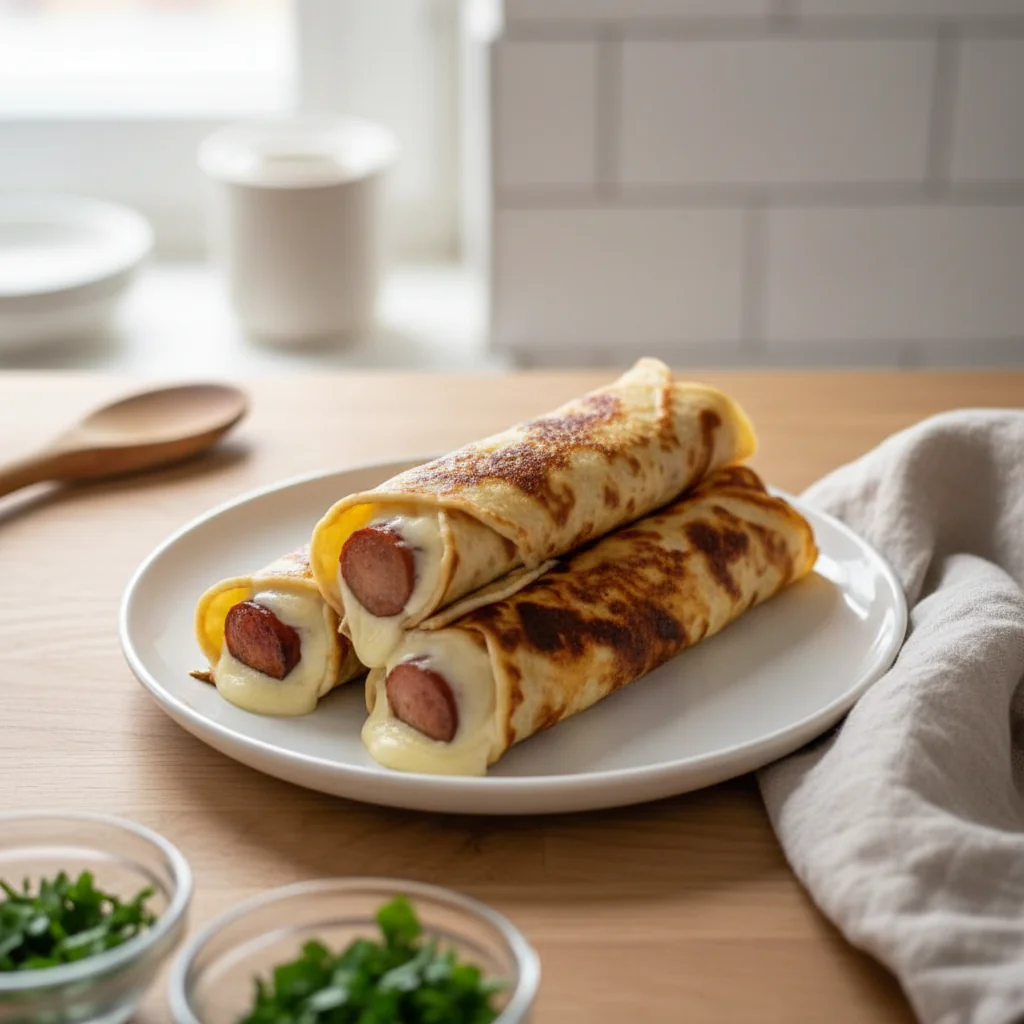 Gebackene Hot Dogs In Tortilla-Teig