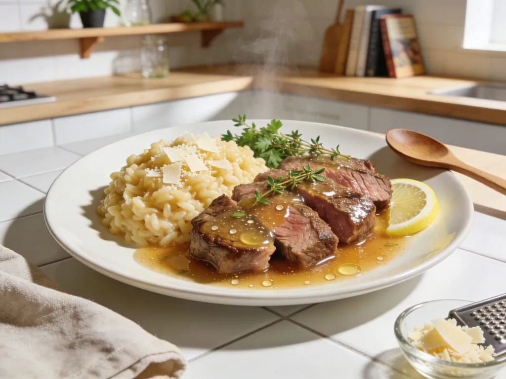 Rinderbrust in Limonade mit Parmesan Risotto lecker Rezept