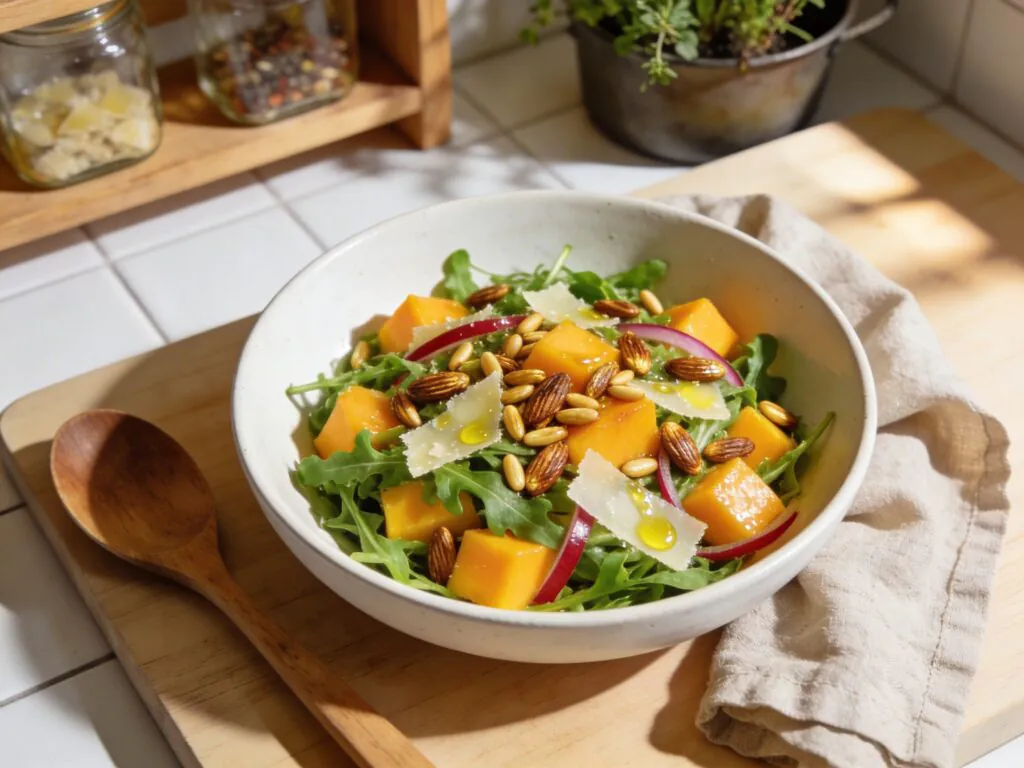 Rucola Mango Salat mit Pinienkernen Rezept