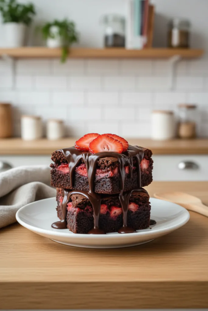 Schoko Erdbeer Brownies