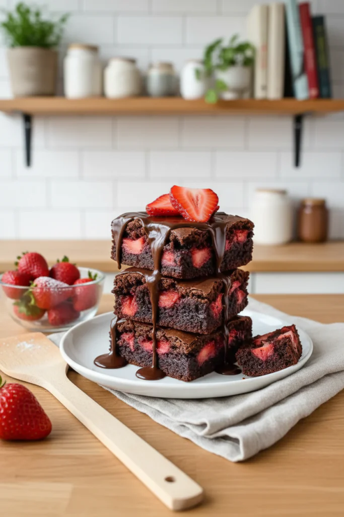 Schoko Erdbeer Brownies einfach rezept