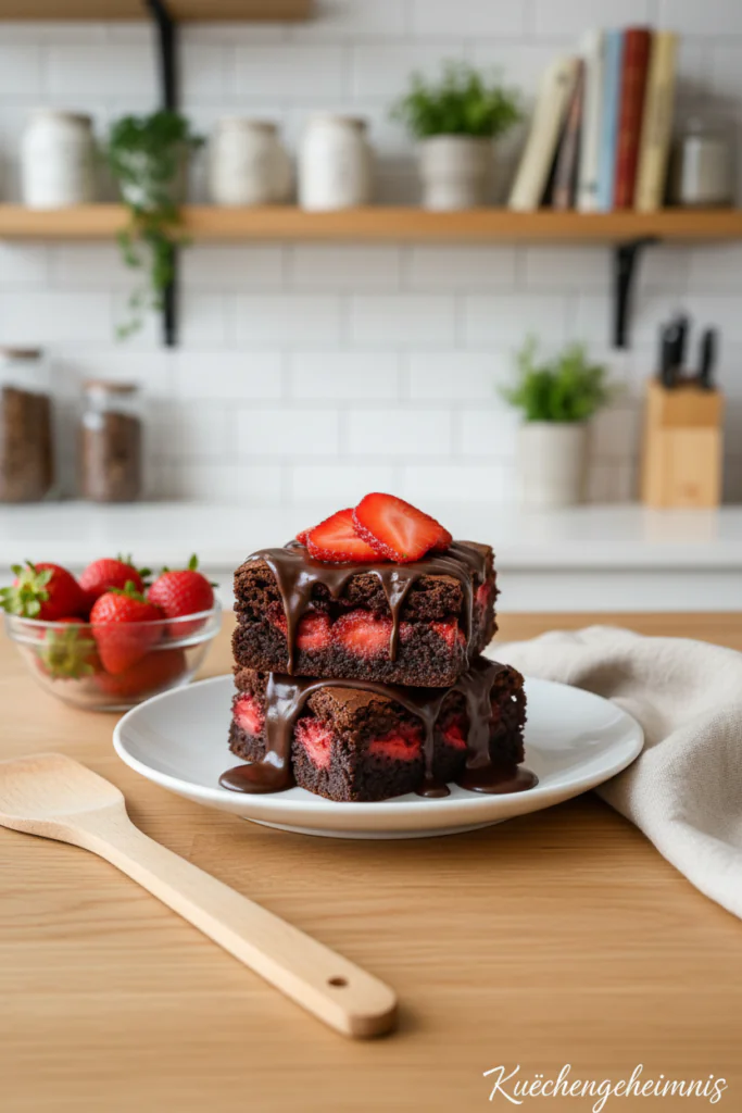 Schoko Erdbeer Brownies rezept
